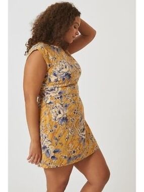 nwt by ANTHROPOLOGIE sz 24 W Tie-Back Utility dress in yellow motif